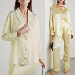 NWT MICHAEL LO SORDO Silk Satin Tux Lapel Button Front Oversized Boy Shirt 8